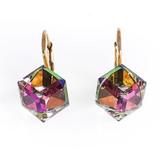 Cercei Argint 925 placat cu Aur, Swarovski cub, 8 mm