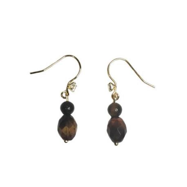 Cercei Argint 925 placat cu Aur 24k, Ochi de tigru