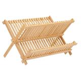 Scurgator pliabil din bambus pentru farfurii, 43 x 26.5 x 36.5 cm