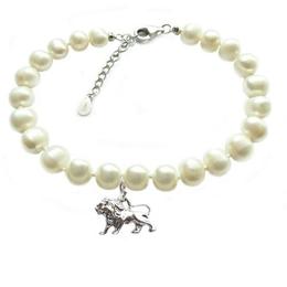 Bratara Zodiac Leu cu Perle Naturale Albe 7 mm - Cadouri si Perle