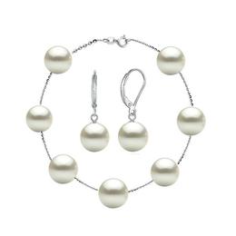 Set Office Bratara si Cercei Argint 925 si Perle Naturale Premium de 8 mm - Cadouri si Perle