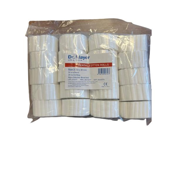 Rulouri Bumbac Rigide - Dr.Mayer Dental Cotton Rolls, marimea 2 - 10 x 38mm, 1000buc