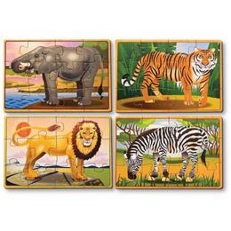 Wooden jigsaw puzzles. Set 4 puzzle lemn, Animale salbatice